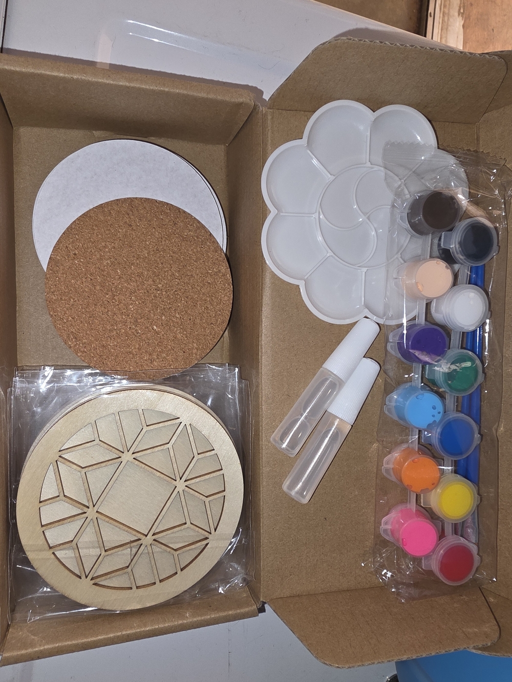 DIY Wooden Coaster Paint Kit – White and Natural